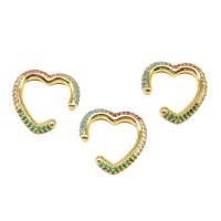 Fashion Earring Cuff and Wraps, Brass, Heart, micro pave cubic zirconia & for woman, multi-colored, 21x21x3mm, Sold By Pair