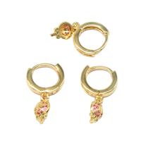 Huggie Hoop Drop Earring Brass Candy micro pave cubic zirconia & for woman golden Sold By Pair