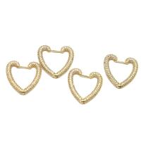 Brass Hoop Earring Heart micro pave cubic zirconia & for woman golden Sold By Pair