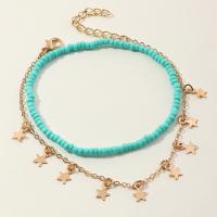 Fashion Jewelry Anklet, alliage de zinc, avec Seedbead, avec 1.77 chaînes de rallonge, étoile, 2 pièces & bijoux de mode & pour femme, bleu, Longueur:8.54 pouce, Vendu par fixé