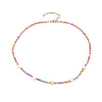 Glass Seed Beads Necklace, Tibetan Style, with Seedbead, with 2.16 extender chain, fashion jewelry & for woman, multi-colored, Length:15.94 Inch, Sold By PC