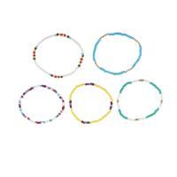 Glass Beads Bracelet Zinc Alloy with Seedbead 5 pieces & fashion jewelry & for woman multi-colored Length 2.16 Inch Sold By Set
