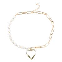 Collar de Aleación de Zinc, con Perlas de plástico ABS, con 2.44 extender cadena, Corazón, Joyería & para mujer, longitud:17.71 Inch, Vendido por UD