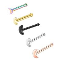 Stainless Steel Nose Piercing Jewelry, plated, Unisex, more colors for choice, 0.80x7x3mm, Sold By PC