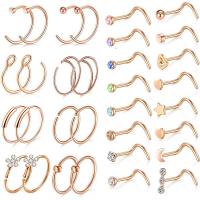 Stainless Steel Nose Piercing Jewelry plated Unisex & with rhinestone Sold By Set