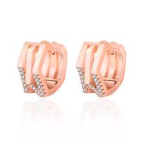 Brass Huggie Hoop Earring with Cubic Zirconia Geometrical Pattern plated for woman nickel lead & cadmium free Sold By PC