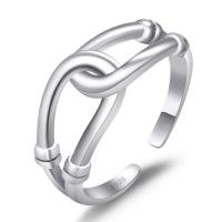Латунь Манжеты палец кольцо, Геометрический узор, плакирован серебром, Женский, серебряный, не содержит никель, свинец, 17.30x7mm, продается PC