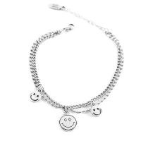 Brass Bracelet & Bangle with Zinc Alloy Smiling Face silver color plated Double Layer & for woman silver color nickel lead & cadmium free Length Approx 20 cm Sold By PC
