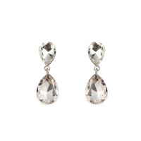Rhinestone Earring Zinc Alloy with Rhinestone Teardrop for woman & faceted Length 2 cm Sold By Pair
