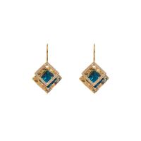 Crystal Earrings Zinc Alloy with Crystal & Rhinestone 925 thailand sterling silver earring hook Geometrical Pattern gold color plated for woman Sold By Pair