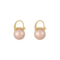 Messing Spring hoop oorbellen, Zinc Alloy, met Plastic Pearl, gold plated, voor vrouw, meer kleuren voor de keuze, 15x22mm, Verkocht door pair