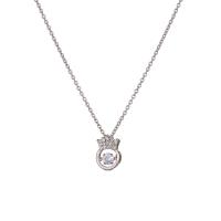 Collar de Aleación de Zinc, Corona, chapado, para mujer & con diamantes de imitación, plateado, 10mm, longitud:54 cm, Vendido por UD