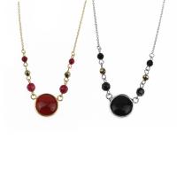 Agate Necklace, Brass, with Agate, plated, for woman, more colors for choice, Length:42 cm, Sold By PC
