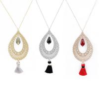 Fashion Fringe Necklace, Brass, with Crystal, Teardrop, plated, for woman, more colors for choice, Length:44 cm, Sold By PC