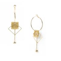 Huggie Hoop Drop Earring, Acetate, with Brass, Round, plated, for woman, more colors for choice, 95x40mm, Sold By Pair