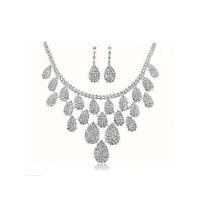 Rhinestone Jewelry Sets, earring & necklace, Tibetan Style, plated, 2 pieces & for woman & with rhinestone, 53mm, Length:Approx 32-56 cm, Sold By Set
