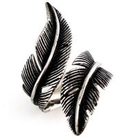 Titanium Steel Cuff Finger Ring, Feather, different size for choice & blacken, Sold By PC