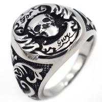 Titanium Steel Finger Ring polished with skull pattern & for man Sold By PC