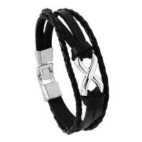 Cowhide Bracelet, with Tibetan Style, Unisex, more colors for choice, 205x15mm, Sold By PC