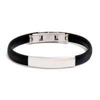 Silicone Bracelets with Stainless Steel Adjustable & Unisex black Sold By PC