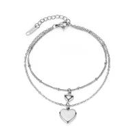 Stainless Steel Jewelry Bracelet, with Shell, with 1.77inch extender chain, Heart, plated, for woman, more colors for choice, 12.50mm, Length:6.5 Inch, Sold By PC