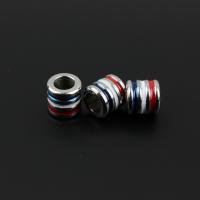 Stainless Steel European Beads Round DIY & enamel silver color Sold By PC