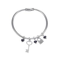 Stainless Steel Bangle, Lock and Key, epoxy gel, for woman, silver color, 65x3mm, Sold By PC