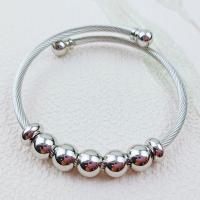 304 Stainless Steel Cuff Bangle, plated, for woman, silver color, 59x3mm, Sold By PC