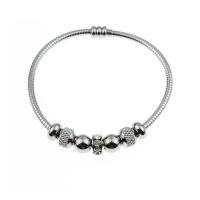 Stainless Steel Bangle, 304 Stainless Steel, with Magnet, for woman & with rhinestone, silver color, 69x3mm, Sold By PC
