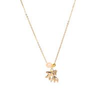 Freshwater Pearl Brass Necklace with Freshwater Pearl Goldfish plated for woman golden Length 45 cm Sold By PC