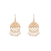 Brass Drop Earring, with Freshwater Pearl, plated, for woman, golden, 18x35mm, Sold By Pair