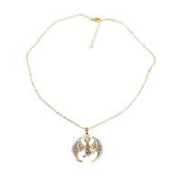 Colar de bronze, cobre, with 1.92 extender chain, joias de moda & para mulher & com strass, dourado, comprimento 16.92 inchaltura, vendido por PC