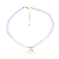 Zinc Alloy Jewelry Necklace with Polymer Clay with 2.95 extender chain Rainbow fashion jewelry & for woman rainbow colors Sold Per 18.22 Inch Strand