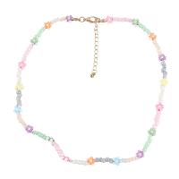 Pryskyřice náhrdelník, Zinek, s Pryskyřice, s 2.99 extender řetězce, Květina, módní šperky & pro ženy, multi-barevný, Prodáno za 18.70 inch Strand