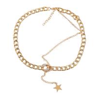 Zinc Alloy Jewelry Necklace with acrylic rhinestone with 2.08 extender chain fashion jewelry & for woman golden Length 17.36 Inch Sold By PC