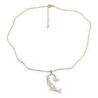 Messing halskettingen, met 1.85 extender keten, mode sieraden & vlinder ontwerp & voor vrouw & met strass, gouden, Lengte 16.81 inch, Verkocht door PC