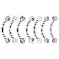 Stainless Steel Curved Barbell, with Acrylic, plated, Unisex, more colors for choice, 1.20x8x3mm, Sold By PC