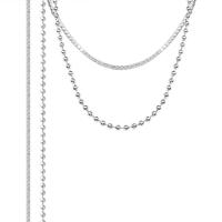 Titanium Staal Fringe ketting, plated, Dubbele laag & voor vrouw & met zirkonia, zilver, 3x5x370x520x20x410x380mm, Verkocht door PC