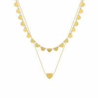 Titanstahl Halskette, Herz, plattiert, Doppelschicht & für Frau, keine, 9x8x5.8x1.2x340x370x50mm, verkauft von PC