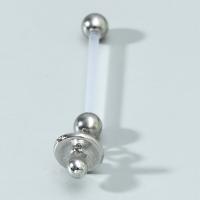 Stainless Steel Belly Ring, with Rubber, plated, for woman, silver color, 23mm, Sold By PC