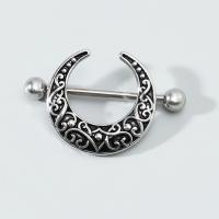 Rostfritt stål Nippel ring, ROSTFRITT STÅL, Månen, plated, för kvinna, silver, 8x3mm, Säljs av PC
