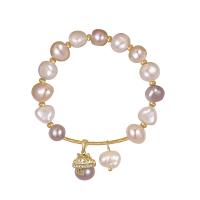 Freshwater Cultured Pearl Bracelet, Freshwater Pearl, with Tibetan Style, Fortune Cat, plated, Length Adjustable & for woman, more colors for choice, nickel, lead & cadmium free, 16x16mm, Length:Approx 17 cm, Sold By PC