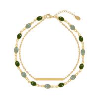 Brass Bracelet & Bangle, with enamel, with 5cm extender chain, gold color plated, Double Layer & for woman, golden, nickel, lead & cadmium free, 5mm, Length:Approx 16 cm, Sold By PC
