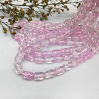 Grânulos de cristal, Tambor, polido, pipocado, rosa claro, 8x12mm, vendido para 38 cm Strand