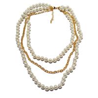 Multi Layer Necklace Brass with Glass Pearl real gold plated multilayer & for woman mixed colors 8mm Length 66 cm Sold By PC
