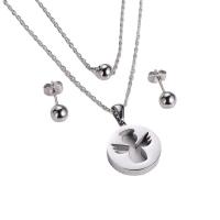 Fashion Stainless Steel Jewelry Sets, Stud Earring & pendant, 316L Stainless Steel, plated, three pieces & for woman & hollow, more colors for choice, 15x15mm, Sold By Set