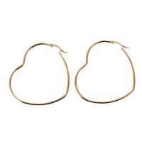 Stainless Steel Hoop Earring 316L Stainless Steel Heart 18K gold plated for woman Sold By Pair