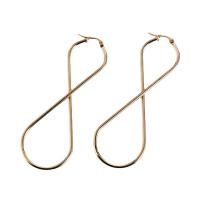 Stainless Steel Drop Earring 316L Stainless Steel Number 8 18K gold plated for woman Sold By Pair