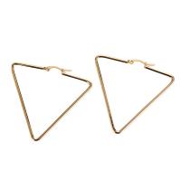 Stainless Steel Hoop Earring, 316L Stainless Steel, Triangle, 18K gold plated, for woman, 50x45mm, Sold By Pair
