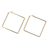 Stainless Steel Hoop Earring, 316L Stainless Steel, Rhombus, 18K gold plated, for woman, 36x36mm, Sold By Pair